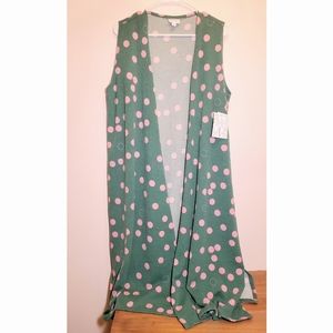 [Lularoe] Green Pink Dot Duster Vest New